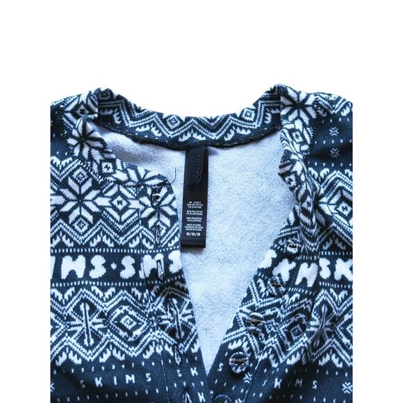 SKIMS Christmas Plush Pointelle Fairisle Henley Pajama Set Modal Medium Holiday - Picture 12 of 14